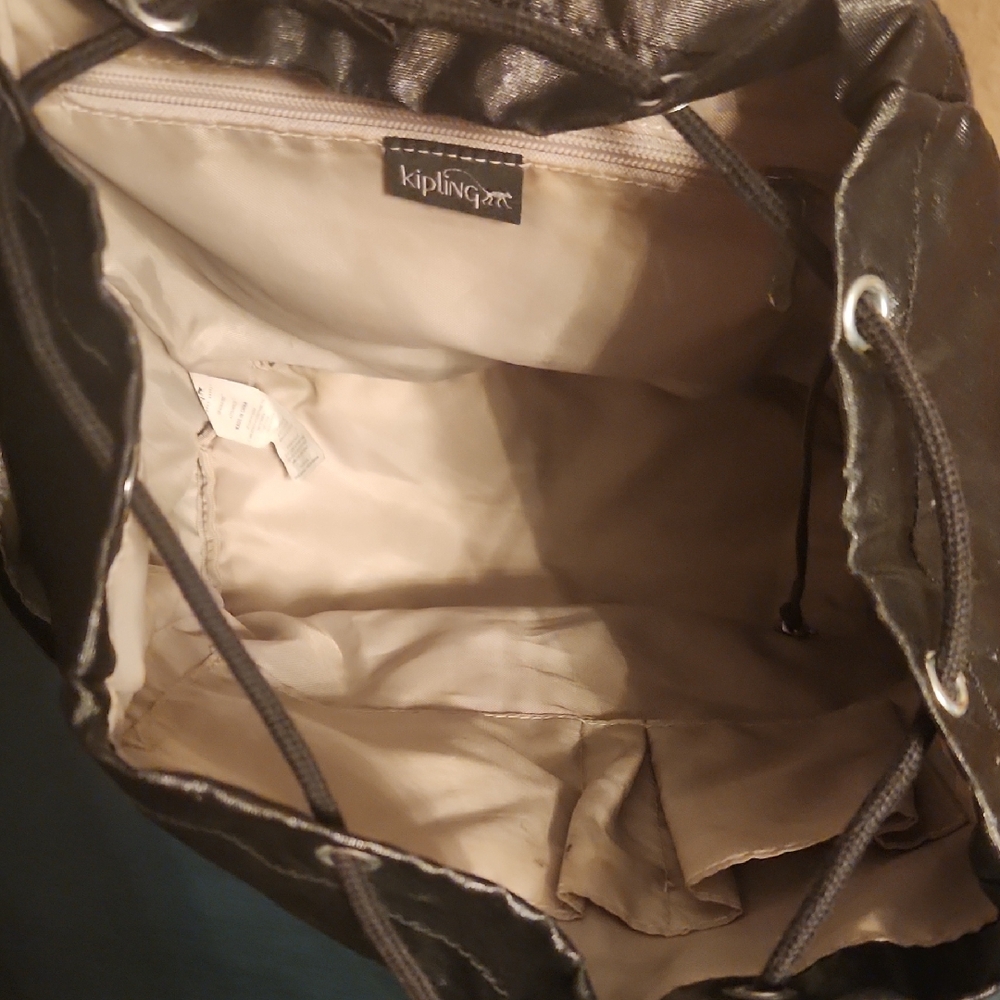 Kipling Black Luster Drawstring Backpack - image 4